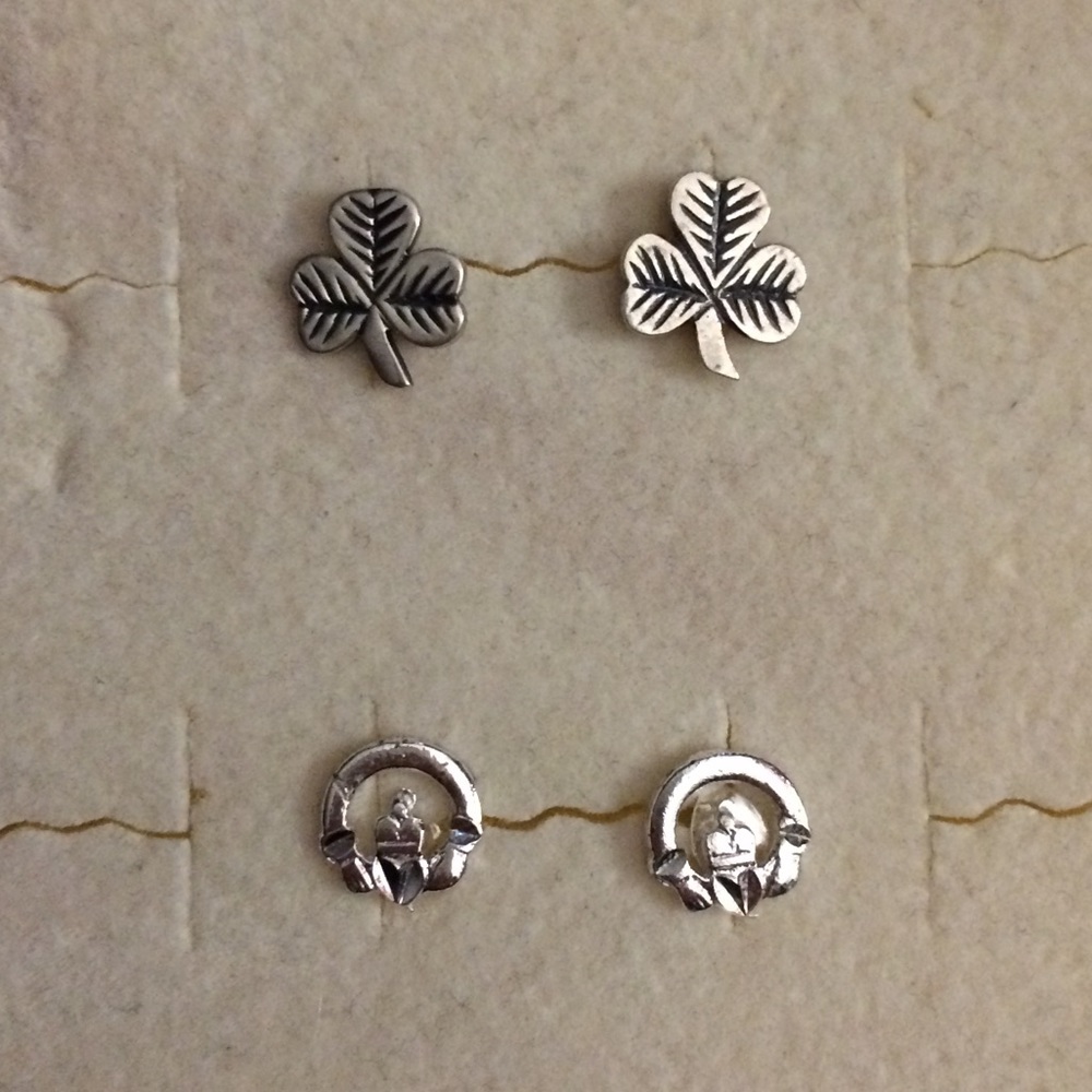 🍀 Sterling Silver Irish Earring Set - Picture 1 of 3